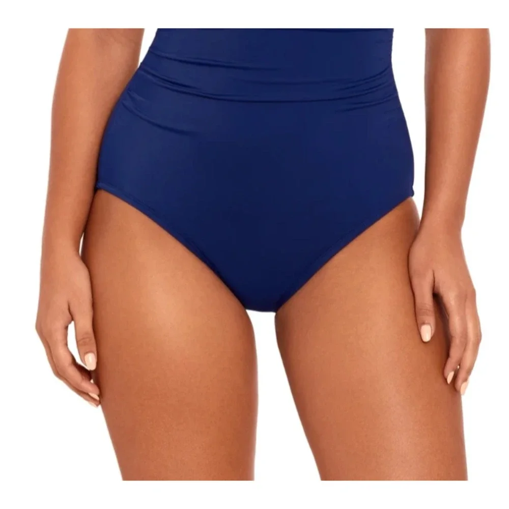 Time and Tru Womens Bandeau‎ Twist Front One Piece Swimsuit Navy Size S (4-6)